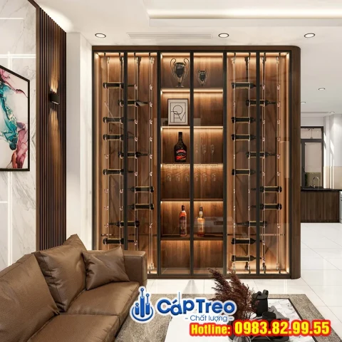 Tủ rượu dây cáp đẹp hiện đại sang trọng