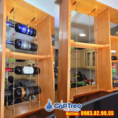 Tủ rượu dây cáp kiểu dáng hồ lô đẹp hiện đại