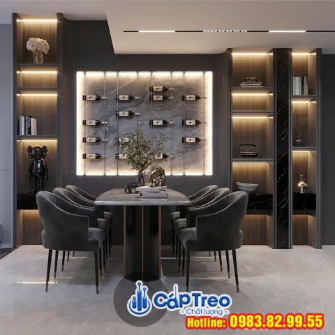 Mẫu Kệ Treo Rượu Dây Cáp 4 Module