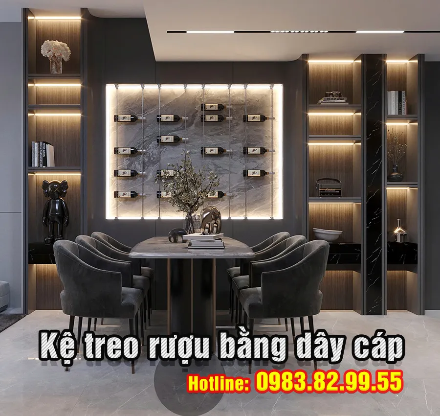 Tủ Rượu Bằng Dây Cáp Inox Bền Đẹp