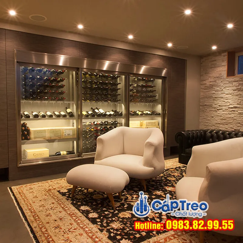 Kệ treo rượu bằng dây cáp độc đáo