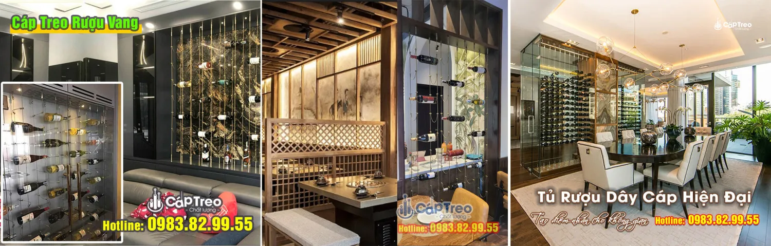 Cáp treo kệ rượu