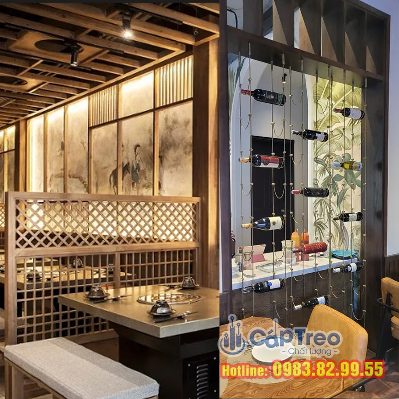 Kệ treo rượu dây cáp cao cấp
