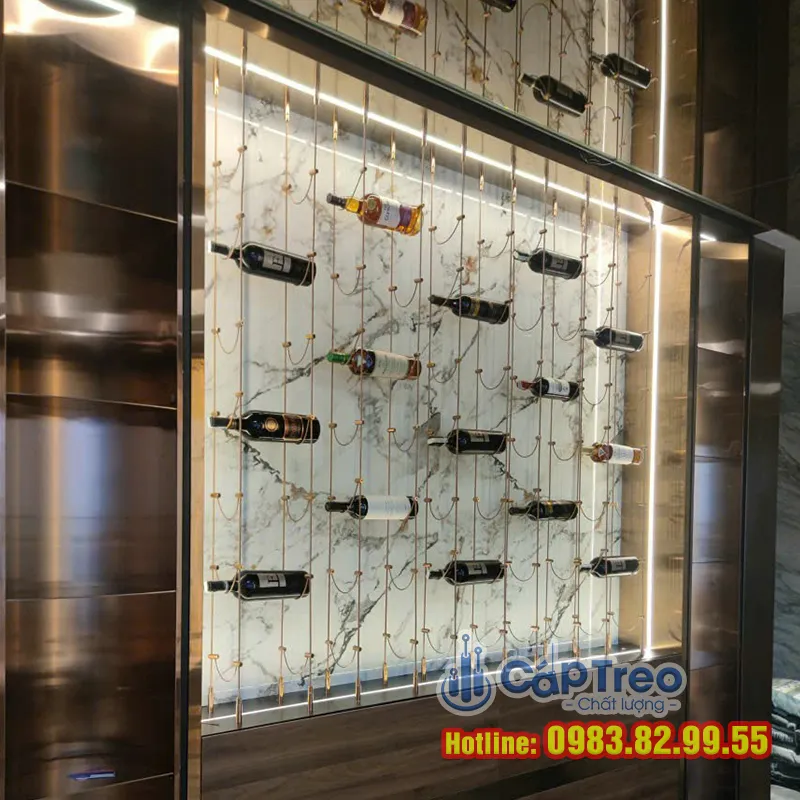 Kệ treo rượu dây cáp cao cấp