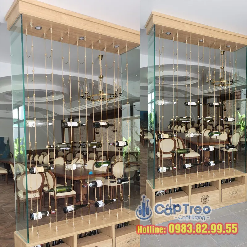 Kệ treo rượu dây cáp cao cấp