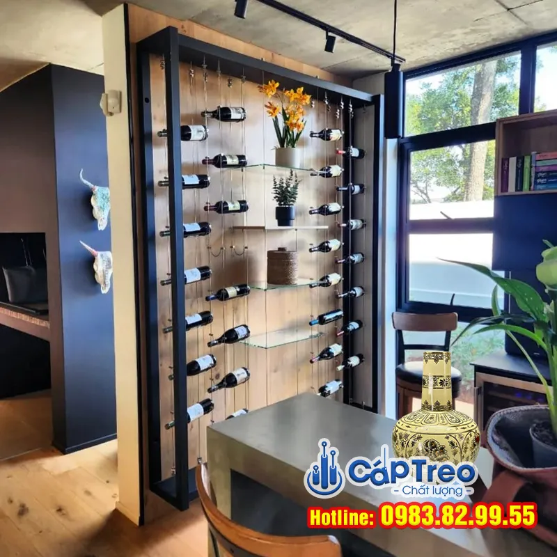 Kệ Treo Rượu Dây Cáp