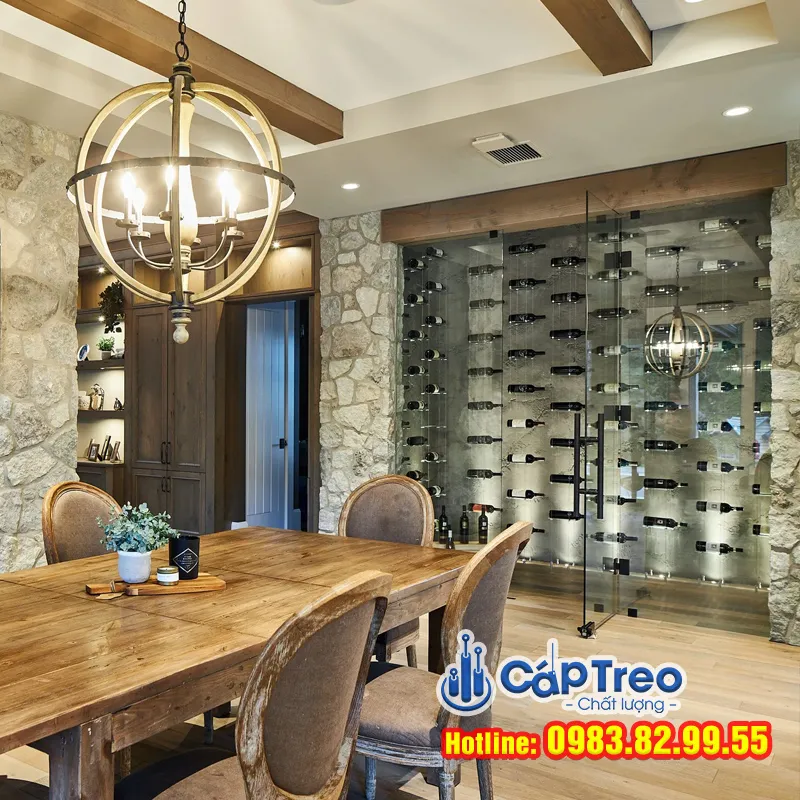 Kệ Treo Rượu Dây Cáp