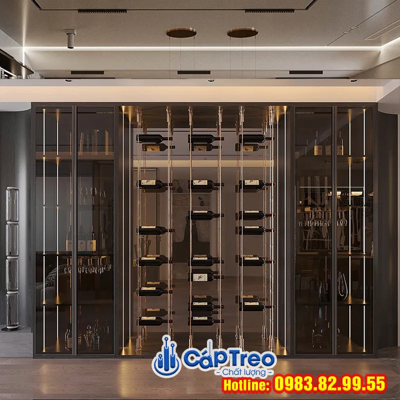 Tủ rượu dây cáp đẹp hiện đại